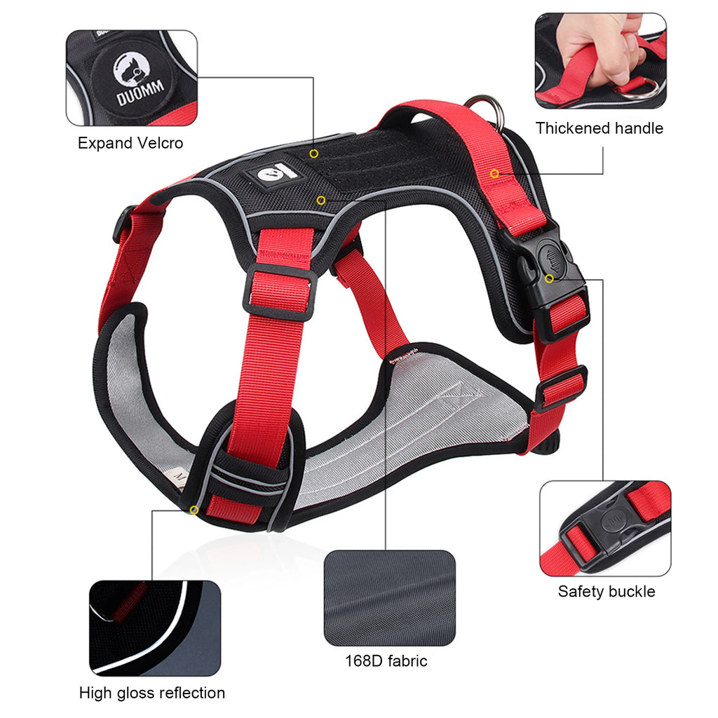 🐕🛡️ Reflective Tactical Dog Harness – 1680D Waterproof Vest