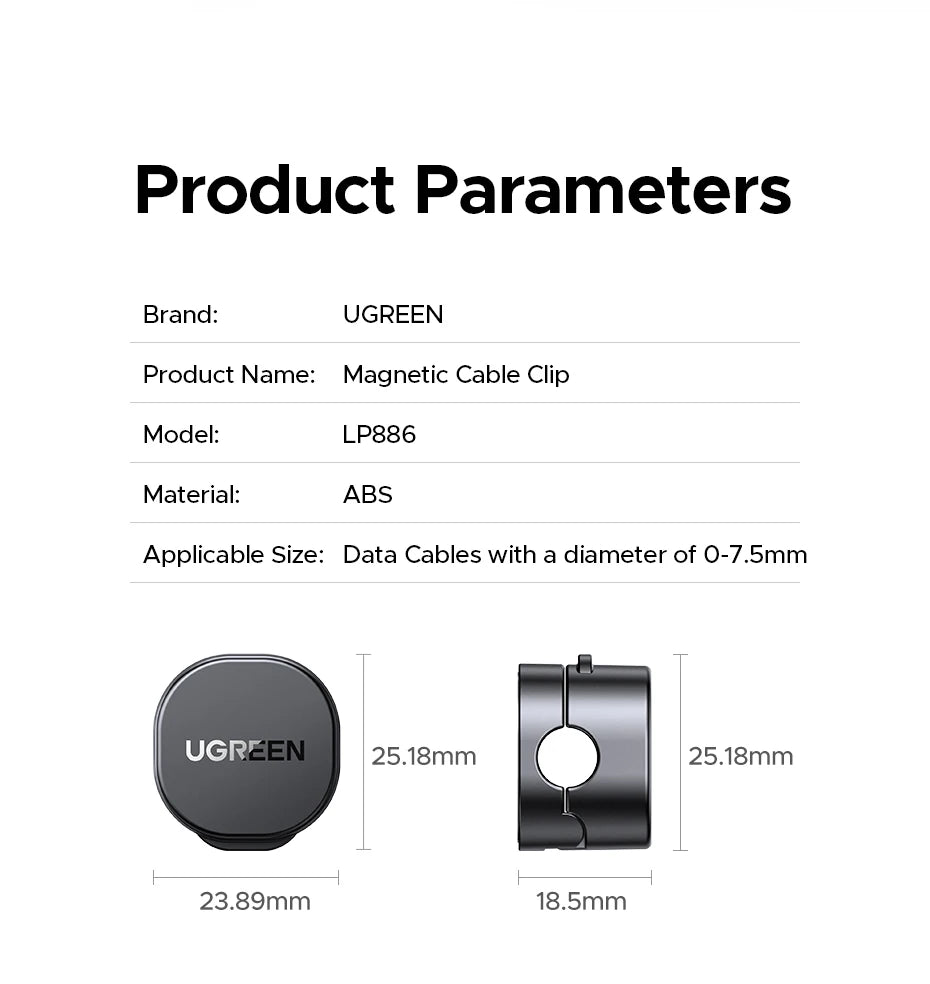 🧲🔌 UGREEN Magnetic Cable Organizer Clips – Desk Cord Holder
