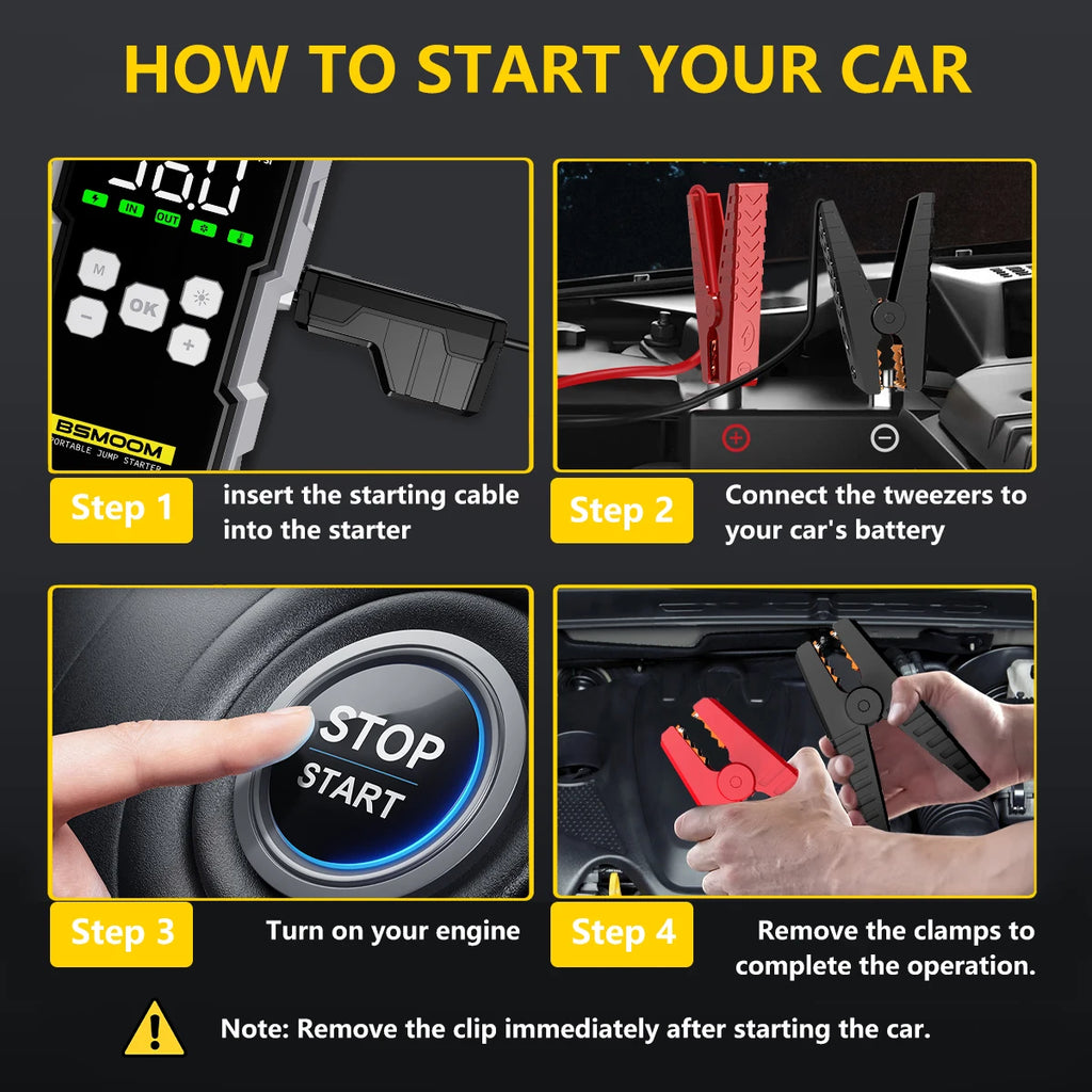 🚗⚡ Car Jump Starter with Air Compressor – 6000A Powerful Booster, 21800mAh Portable Battery Charger with LCD Screen