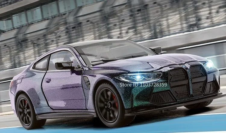 1:24 Miniature M4 or 760Li Model Toy Cars Alloy Diecast Sound Light Doors Opened Pull Back Shock Absorption Toy Vehicles Kids Gifts