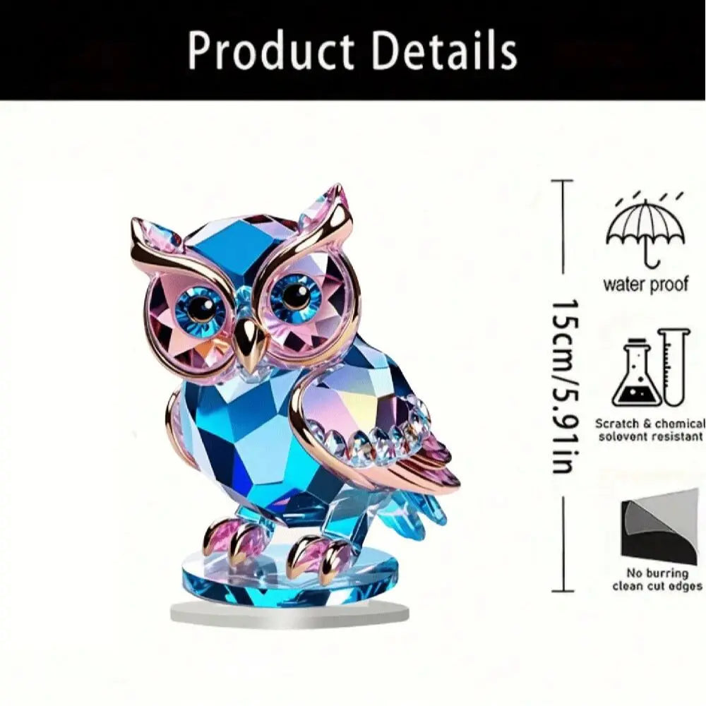 🦉✨ Cute Crystal Plastic Owl Desktop Decoration | 6 × 6 inch Animal-Themed Home Decor Ornament | Practical & Convenient Desk Decor