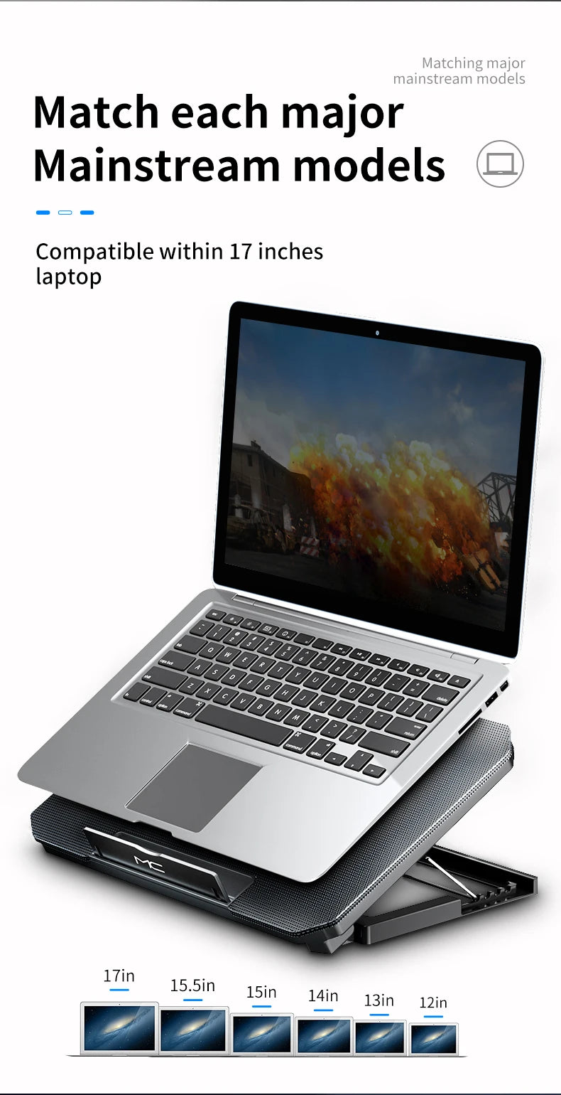 🔥❄️ Q100 17-Inch Gaming Laptop Cooler – 2600RPM LED Screen