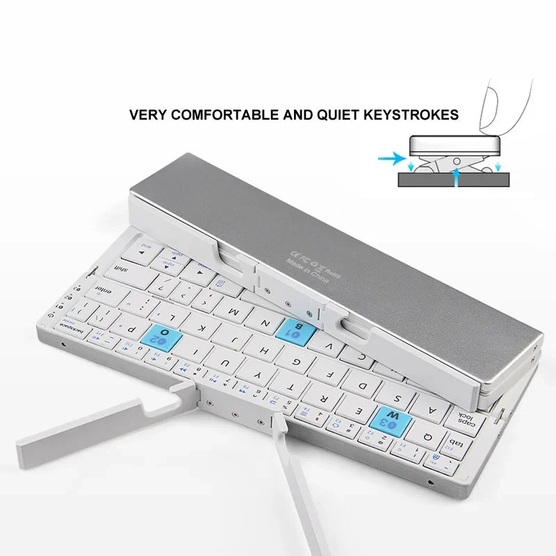 ⌨️📱 BOW Mini Folding Bluetooth Keyboard – 3 Device Support with Stand