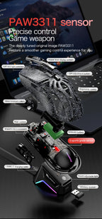 🔥🖱️ SMAILWOLF M8 Wireless RGB Gaming Mouse – 12000 DPI Tri-Mode