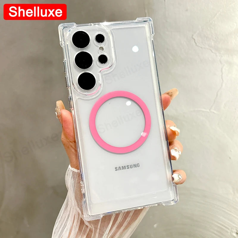 Transparent Armour Magnetic Case for Samsung Galaxy S25 Ultra / S24 / S23