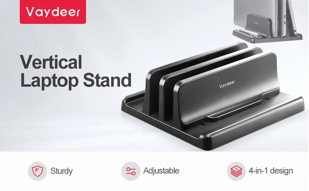 💻📚 Dual-Slot Vertical Laptop Stand – Adjustable Desktop Dock