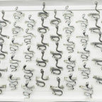 🐍💍 50pcs Vintage Snake Rings Set – Adjustable Silver Animal Jewelry