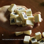 Chinese Mahjong Game Set – 144pcs Mini Melamine Tiles 🎴 Portable Numbered Mahjong Set for Family Fun, Travel & Game Nights 🧳 Durable, Clear Engraving, Complete Accessories Included