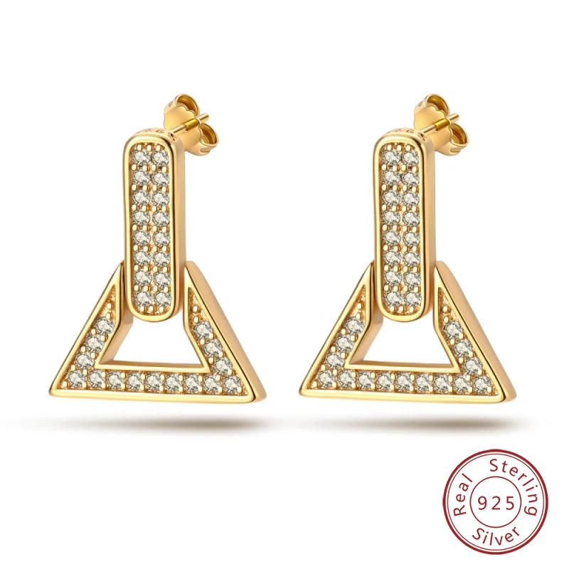 🌙⭐🐝 925 Sterling Silver Star Moon Bee Pendant Earrings ✨ | Gold-Tone Sparkling Zircon Luxury Earrings for Women 💎 | Wedding & Engagement Jewelry Gift 👰