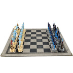 Luxury War‑Themed Metal & Resin Chess Set ♟️ | Hand‑Painted Knights on Leather Board | 32‑Piece Strategy Gift Set 🎁