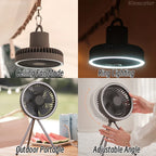 🌬️🔋 Rechargeable Camping Fan 4000mAh / 10000mAh – LED Light & Power Bank