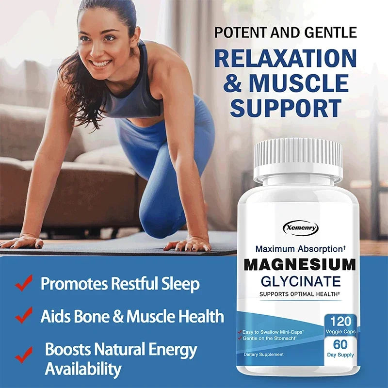 Magnesium Glycinate - Improve Cardiovascular Health, Reduce Stress, and Promote Healthy Sleep, Muscle Growth