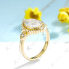 💛💎 Kuololit 2CT Portrait Cut Moissanite Ring – Solid 14K/10K Gold