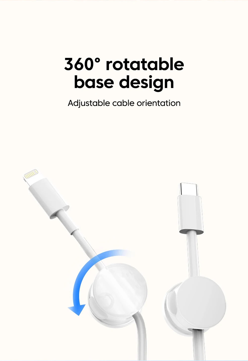 🧲🔄 360° Rotation Magnetic Cable Clip – Adhesive Wire Organizer