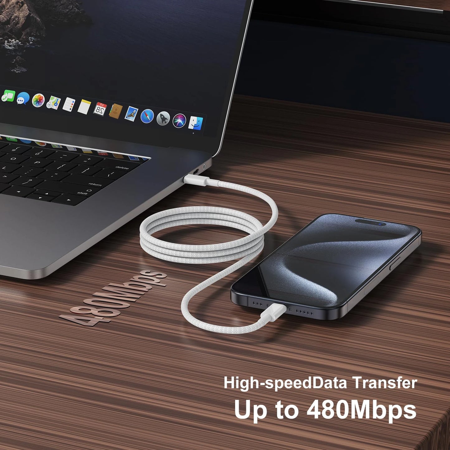 40W PD Fast Charger USB-C to C Cable – For iPhone & Samsung