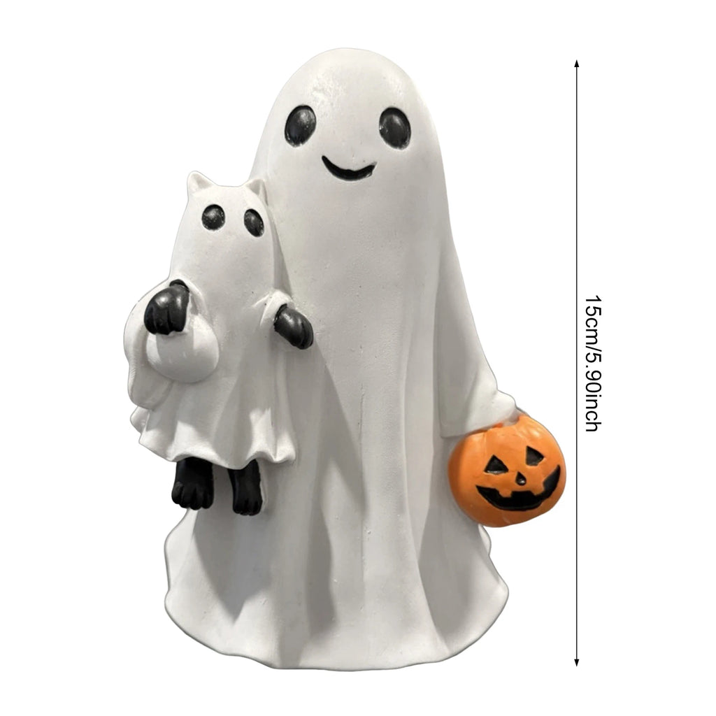 Halloween Ghost Pet Figurine – Funny Resin Spooky Décor