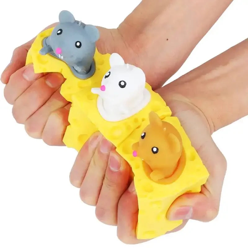 Cheese Mouse Squishy Stress Ball – Cute Sensory Squeeze Fidget Toy