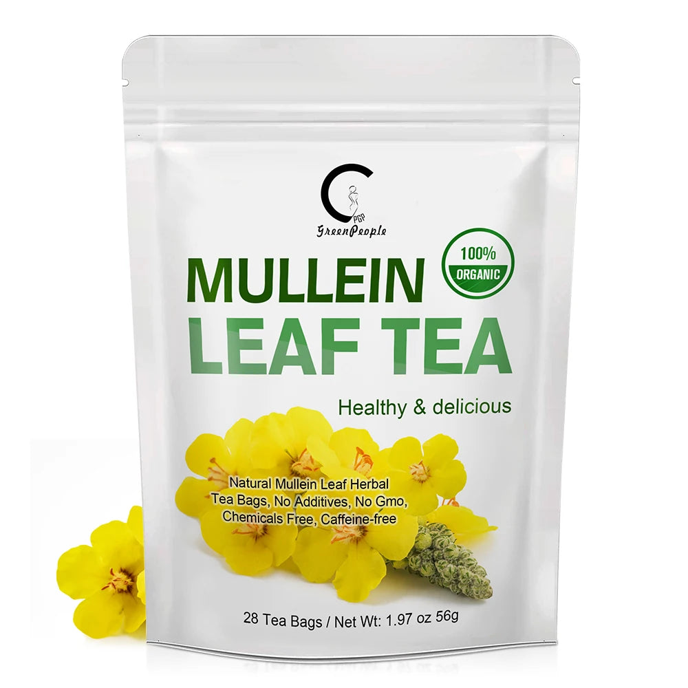 🌿 Mullein Leaf Tea Bags – Caffeine-Free Herbal Tea for Lung & Respiratory Wellness (28 or 60 Bags)