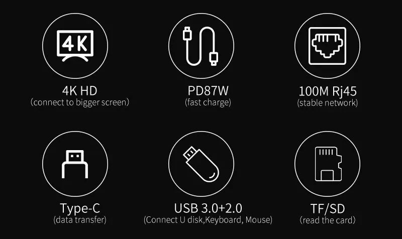 🔗💻 8-in-1 USB-C Hub – 4K HDMI Docking Station with RJ45 & PD