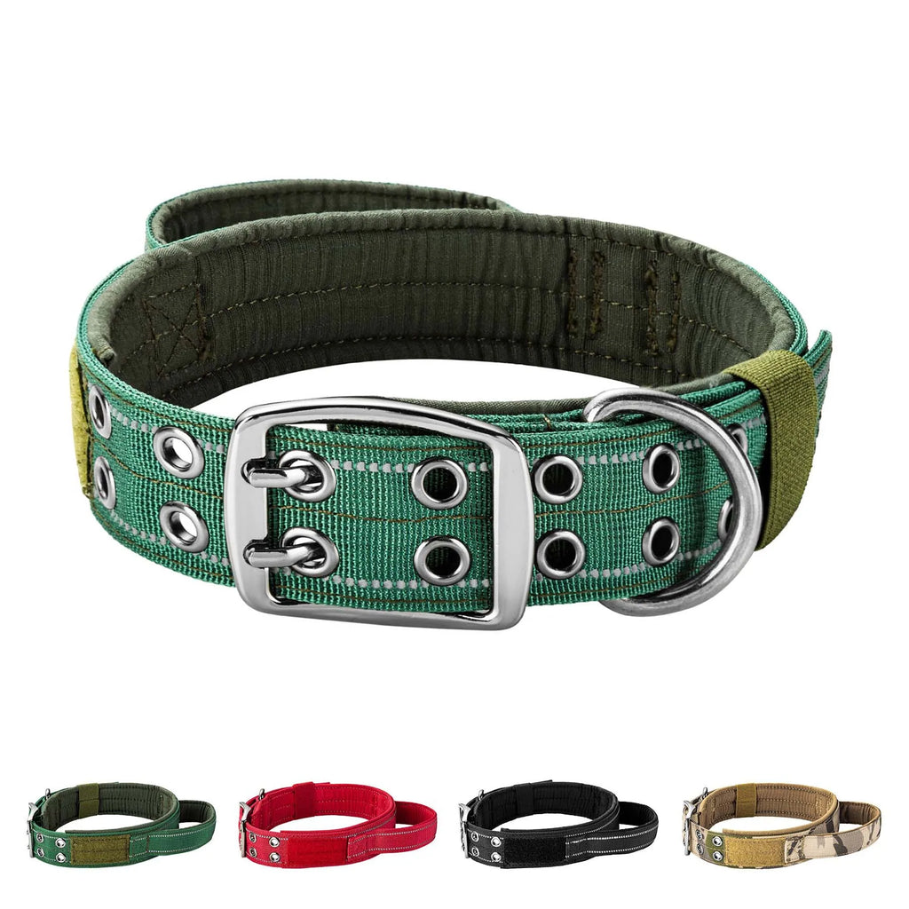 🐕🛡️ Tactical Dog Collar with Handle – Heavy Duty Double Buckle