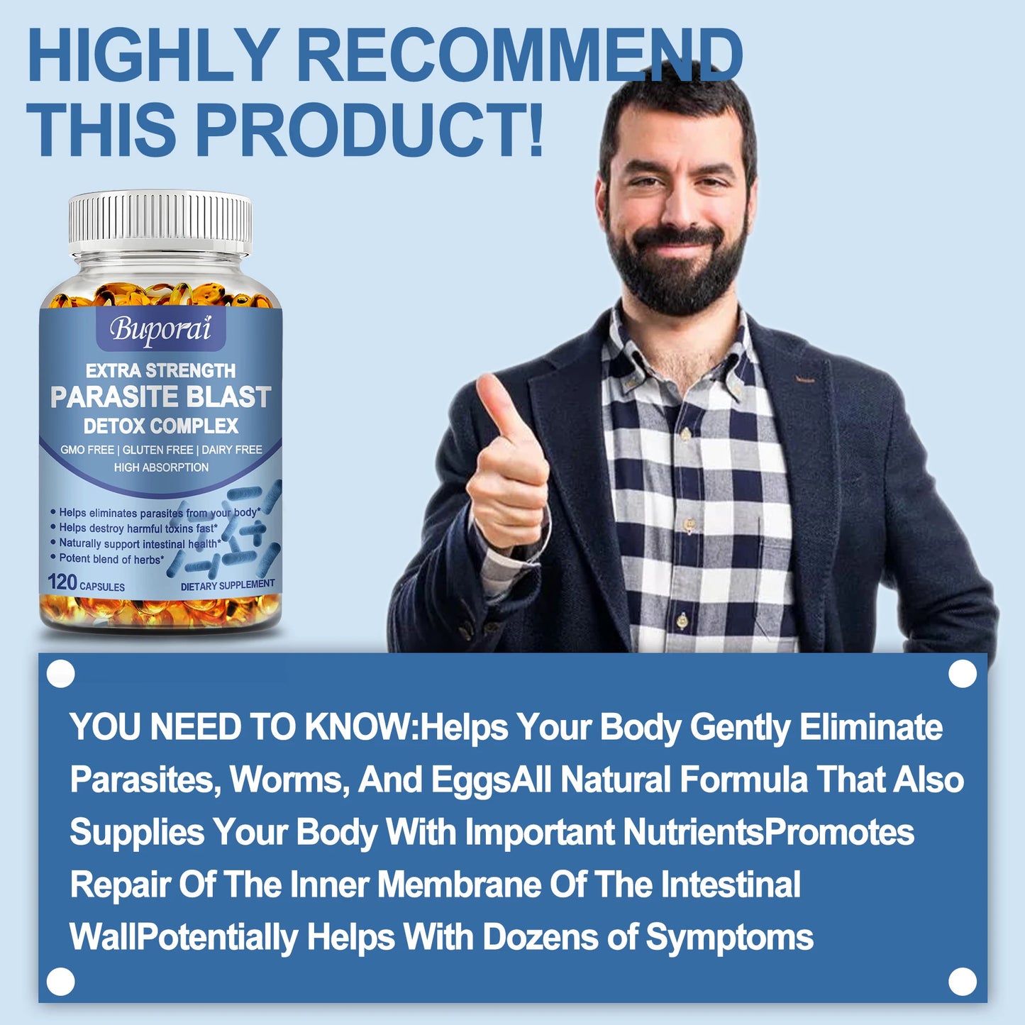 Parasite Blast Detox Complex – Gut Health & Immune Support Formula – 120 Capsules