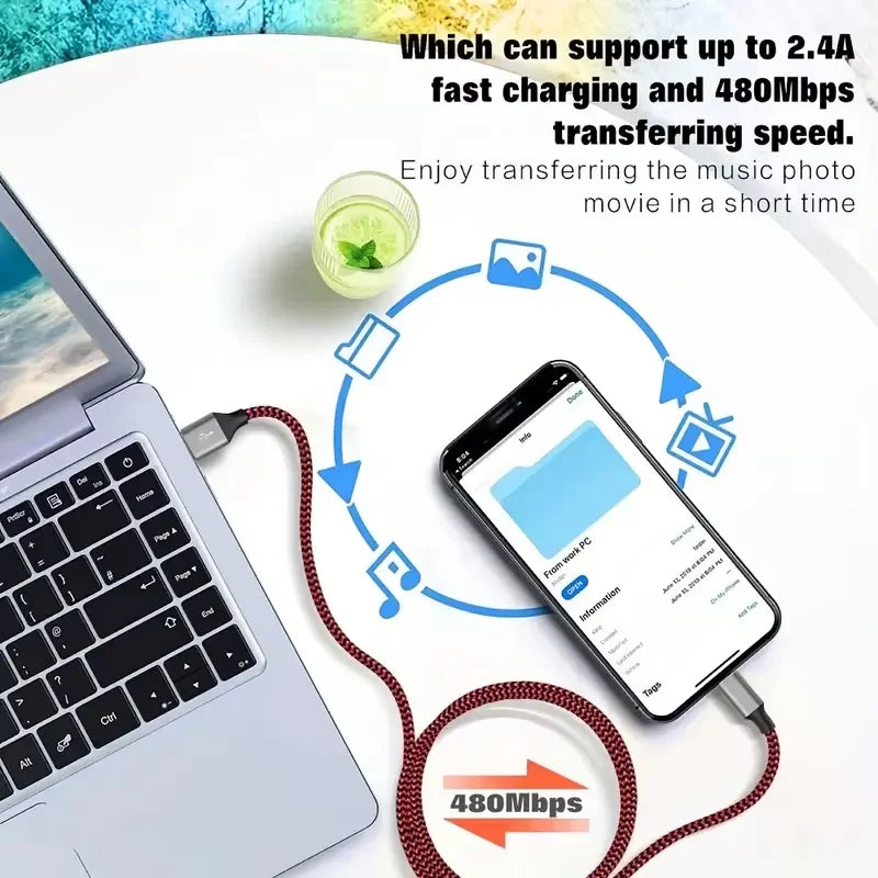 USB-A to Lightning Fast Charging Cable 1M / 2M / 3M – Nylon Braided