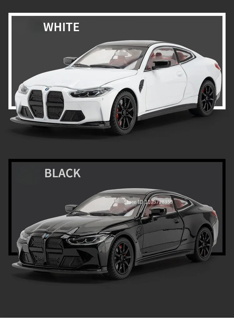 1:24 Miniature M4 or 760Li Model Toy Cars Alloy Diecast Sound Light Doors Opened Pull Back Shock Absorption Toy Vehicles Kids Gifts