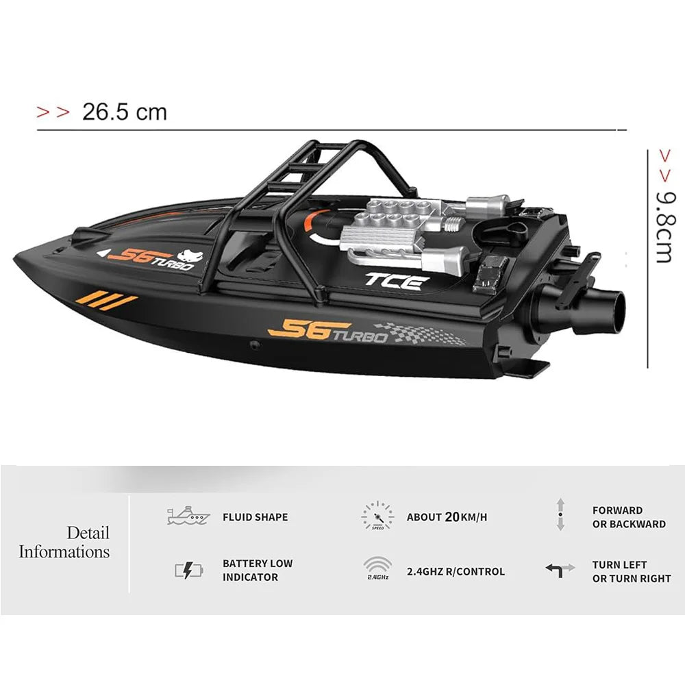 RC Speedboat 2.4G Jet Spray RC Boat Remote Control Ship Waterproof LED lamp Carbon brush motor High-Speed Models child toy gift