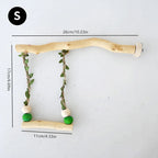 🦜🌳 Wooden Parrot Stand Pole Double Layer Swing Toy