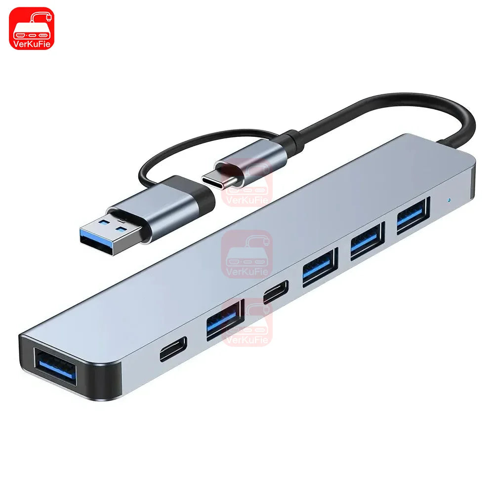 USB-C Hub 8-in-1 USB Extender with SD/TF Card Reader & Audio Port
