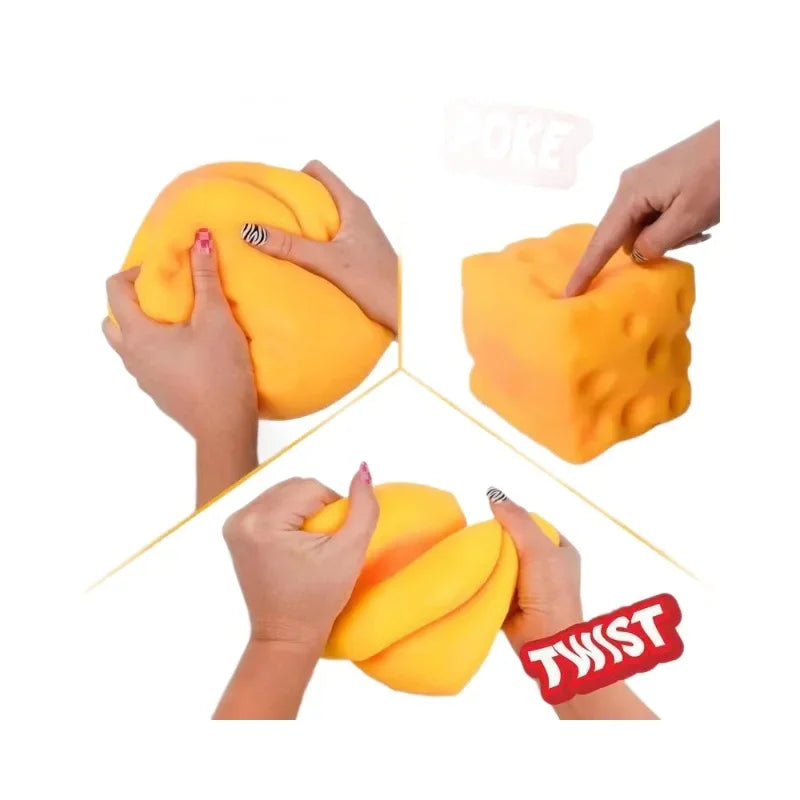 Yellow Cheese Squishy Toy – Squeeze & Stress Relief Fidget Toy