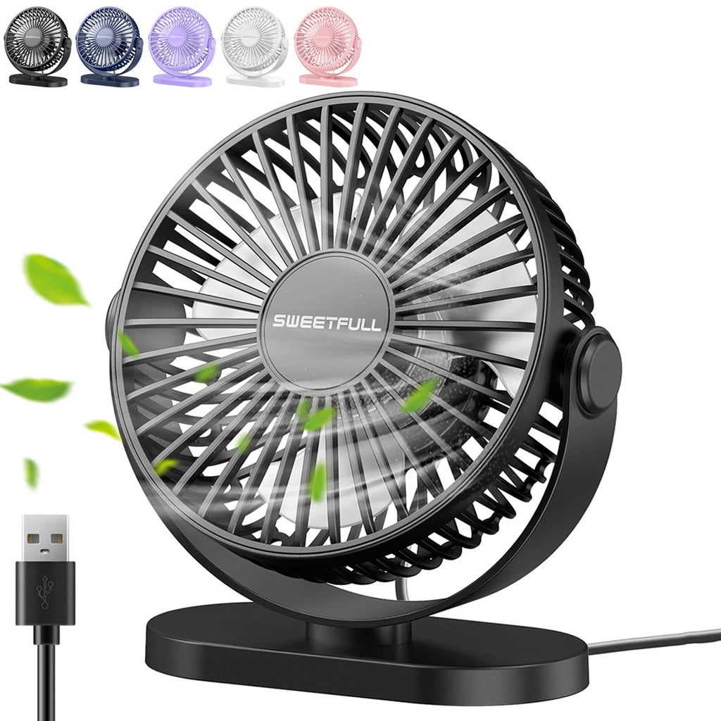 🌬️💻 Portable USB Electric Fan – 3 Speed Silent Mini Cooler
