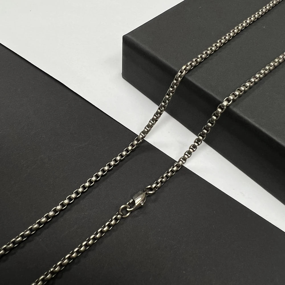 ✨ Fashion 3mm Pure Titanium Square Box Chain Necklace 🖤 | Durable Anti-Allergy Rolo Link Chain for Men & Women 💎