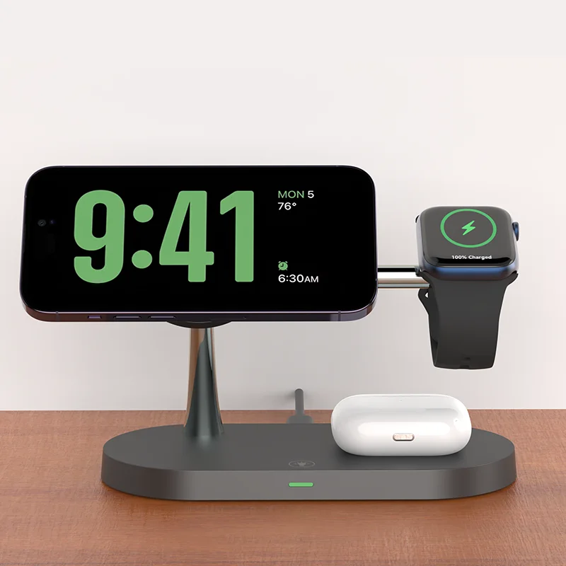 3-in-1 Wireless Charger Stand – Fast Charging for iPhone, Apple Watch & AirPods