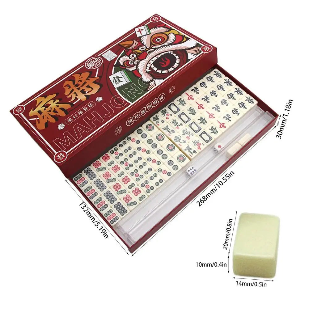 Chinese Mahjong Game Set – 144pcs Mini Melamine Tiles 🎴 Portable Numbered Mahjong Set for Family Fun, Travel & Game Nights 🧳 Durable, Clear Engraving, Complete Accessories Included
