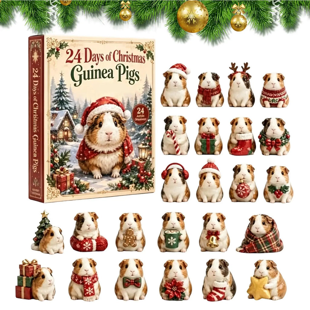 Guinea Pig Christmas Countdown Calendar – 24-Day Acrylic Advent Décor