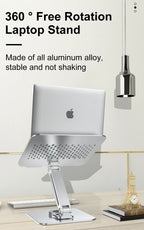 💻🔄 Portable 360° Aluminum Laptop Stand – Foldable Adjustable Holder