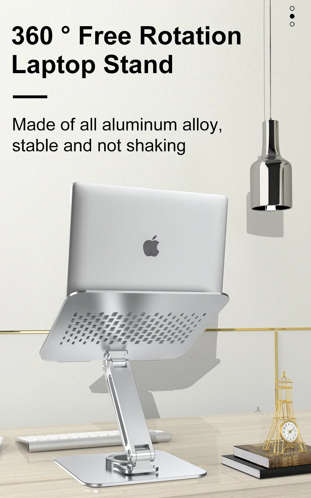 💻🔄 Portable 360° Aluminum Laptop Stand – Foldable Adjustable Holder