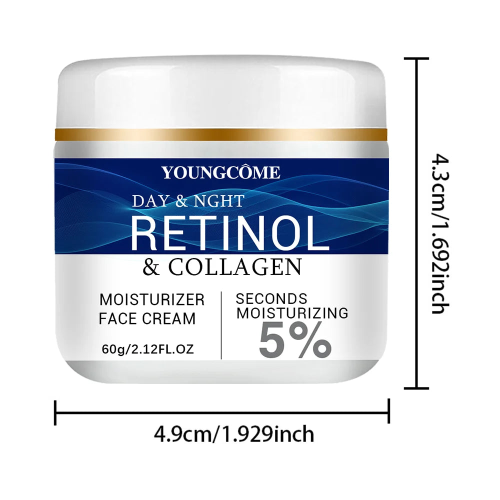 Collagen Retinol Hyaluronic Acid Facial Cream for anti-aging firming lifting fading fine lines whitening moisturizing and brightening skin.