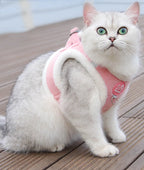 ❄️🐾 Rabbit Fur Winter Cat & Dog Harness with Leash – Reflective Adjustable Set