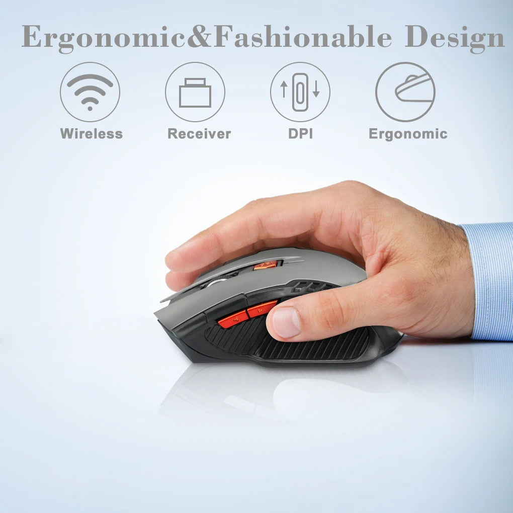 🖱️⚡ 2.4G Wireless Mouse 1600DPI – 6 Button Optical Gamer Mouse