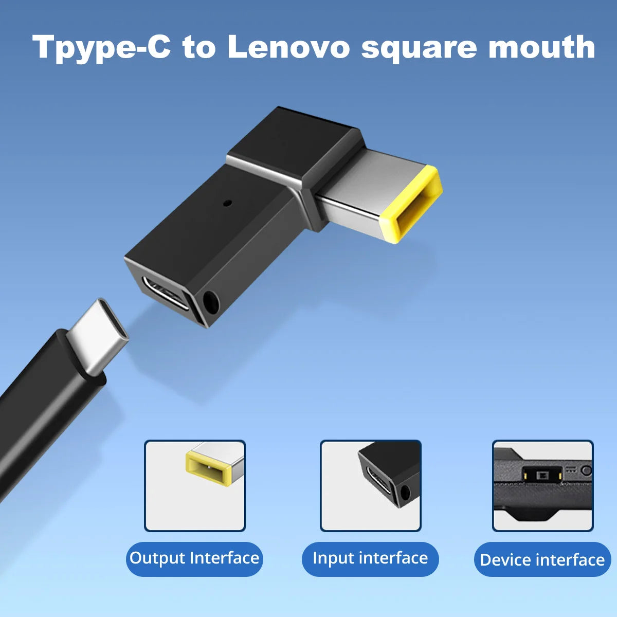 PD 100W USB Type-C Female to DC Male Adapter for Lenovo ThinkPad | Fast Charging Cable Converter Square PD Plug