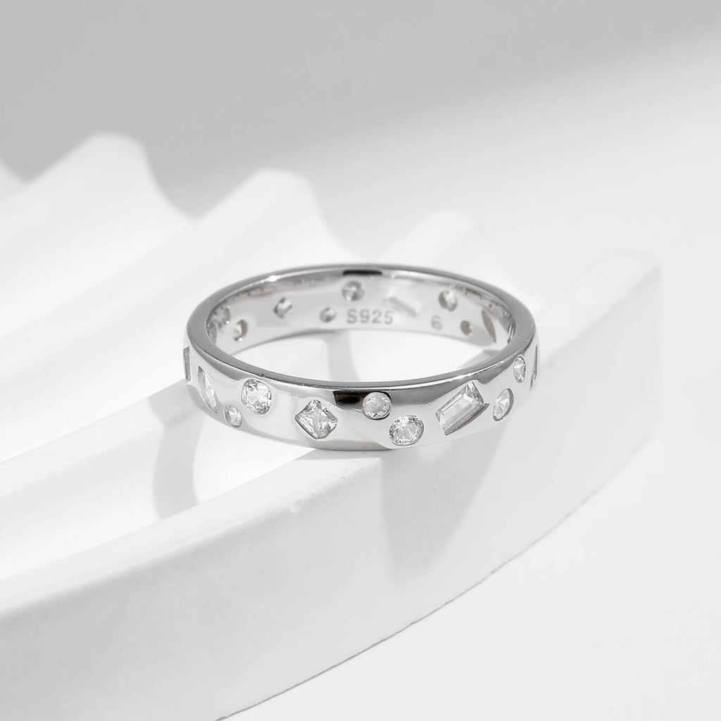 💍✨ MODIAN Geometric CZ Eternity Band – 925 Sterling Silver