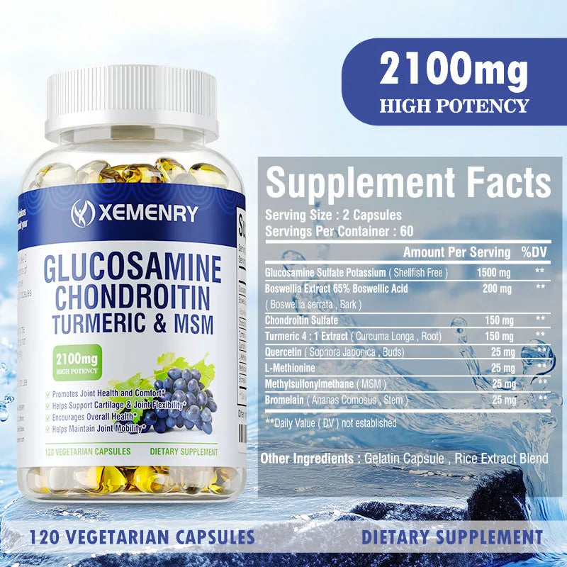 Glucosamine Chondroitin - Supports Healthy Joint Function, Protects Joint Tissue, Relieves Pain, and Improves Mobility