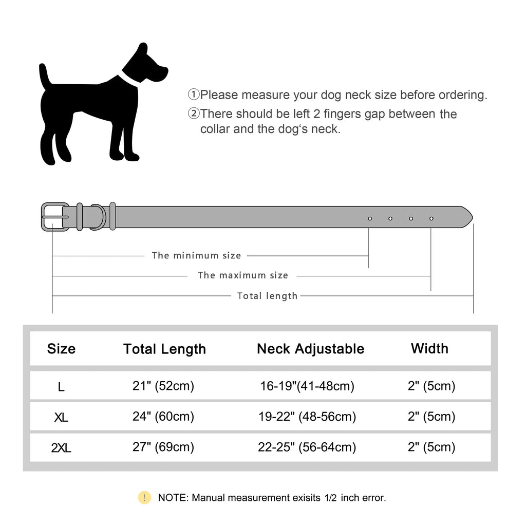 🐕🛡️ Spiked Leather Dog Collar – Heavy Duty Adjustable