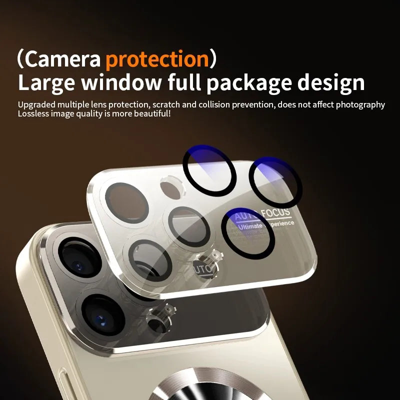 Titanium Metallic Matte MagSafe Case with Glass Camera Protection for iPhone