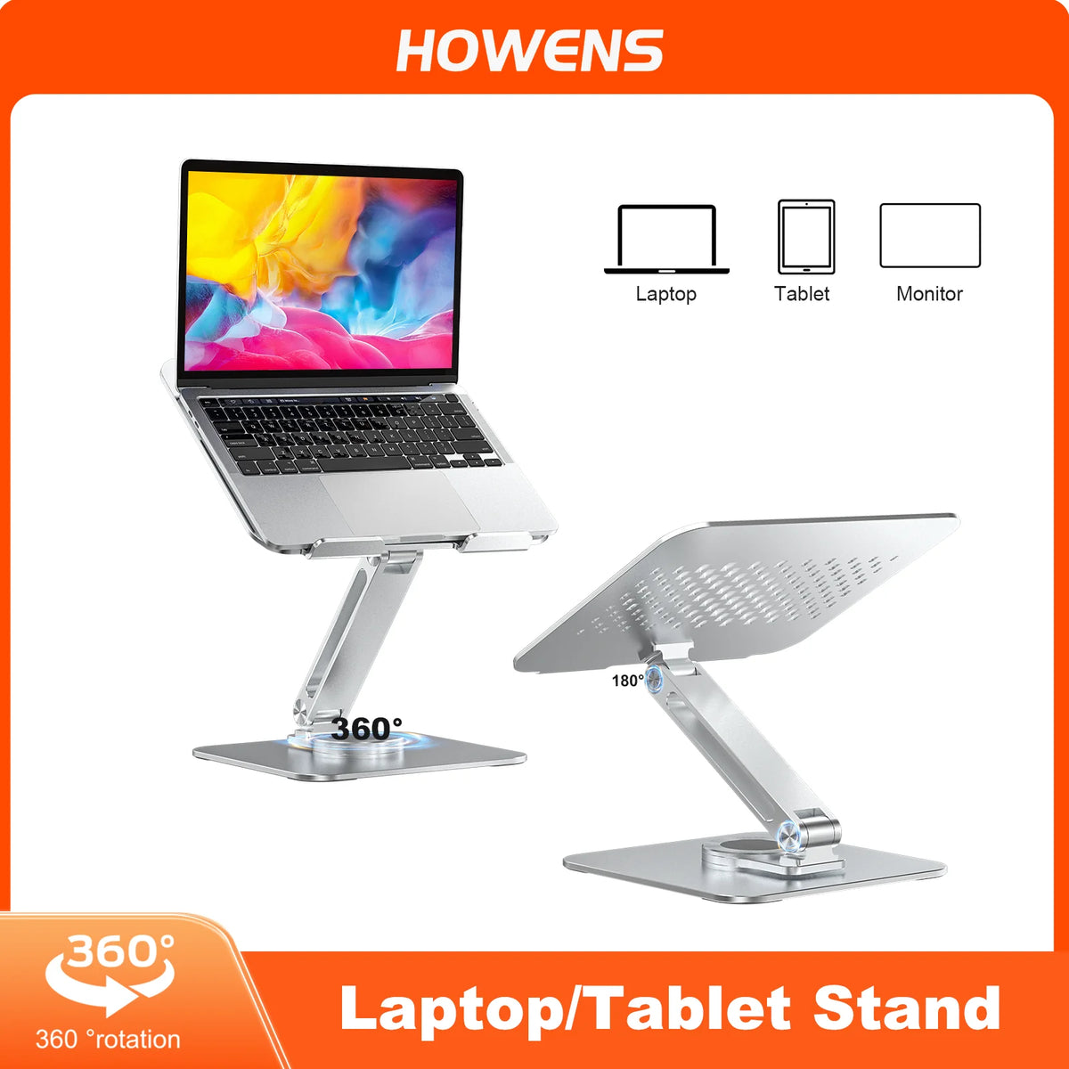 💻🔄 Portable 360° Aluminum Laptop Stand – Foldable Adjustable Holder