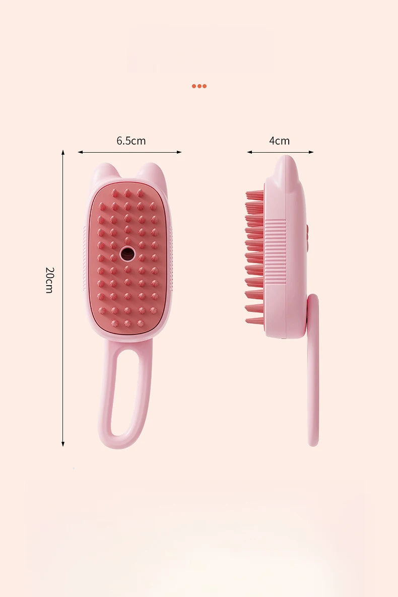 ✨ 3‑in‑1 Pet Electric Steam Brush | Cat & Dog Cleaning Spray Massage Grooming Comb | Retractable Handle | USB Rechargeable Hair Removal Beauty Brush