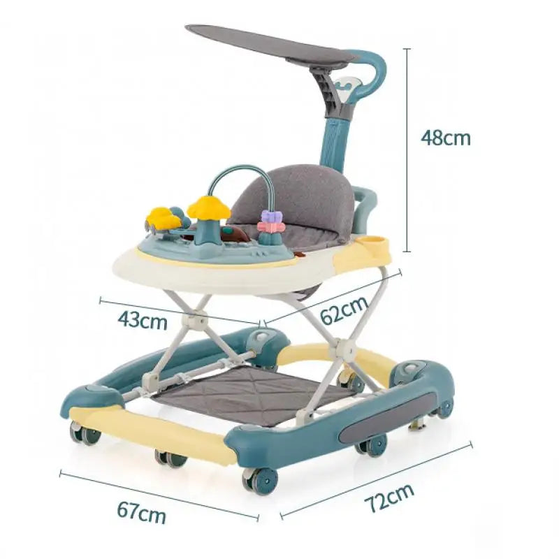 Baby Multi-Functional Comfortable Walker With Awning Anti-Rollover Baby Walker Can Sit, Adjust And Shake The Walker