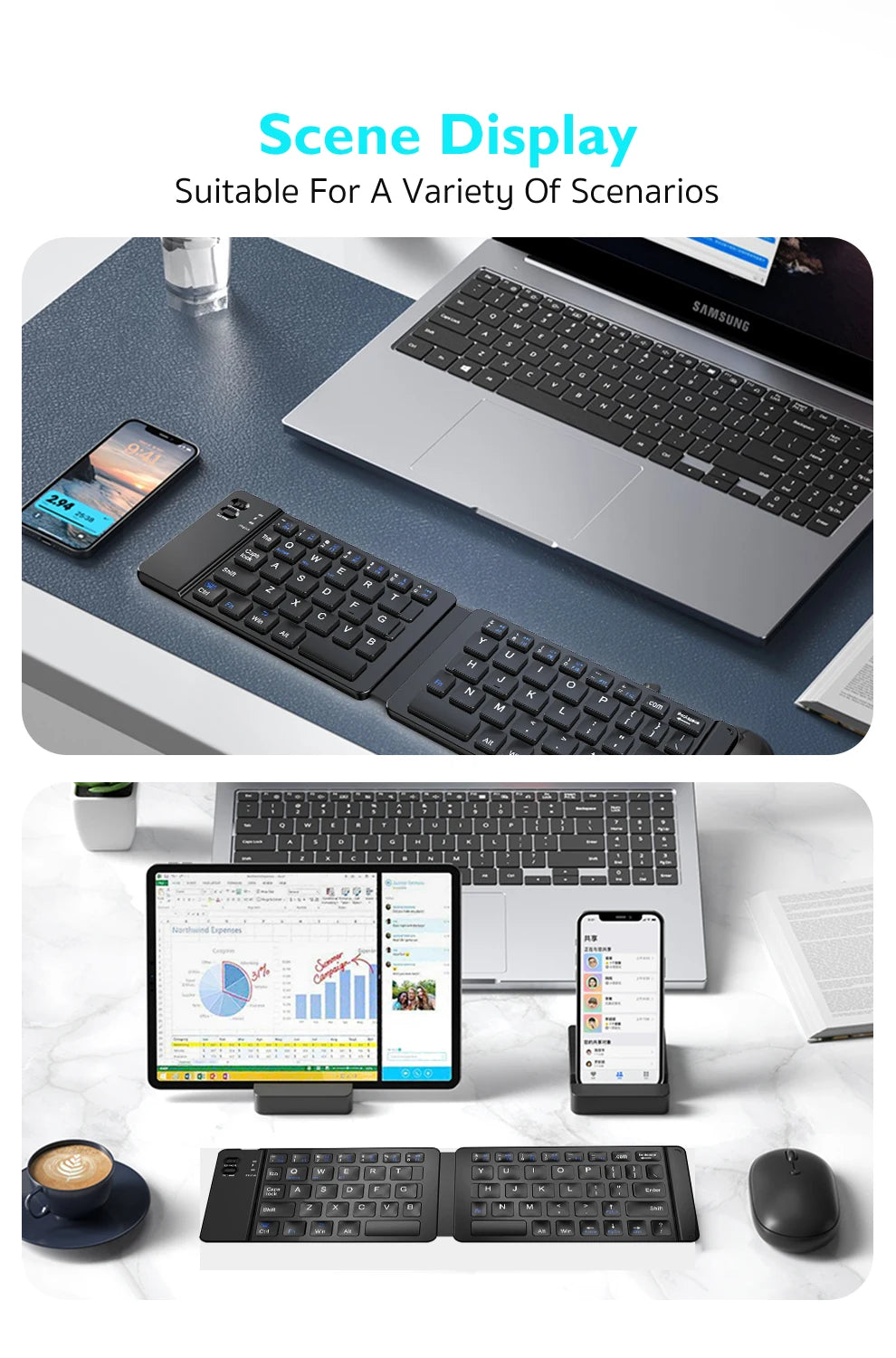 ⌨️📱 Dormin Folding Bluetooth Keyboard – Portable Silent Wireless